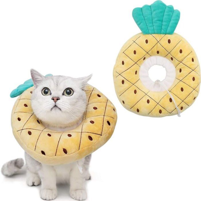 Collerette de protection postopératoire - OKZ® - Ajustable 15-35 cm - Ananas - Taille M - Pour chats et petits chiens