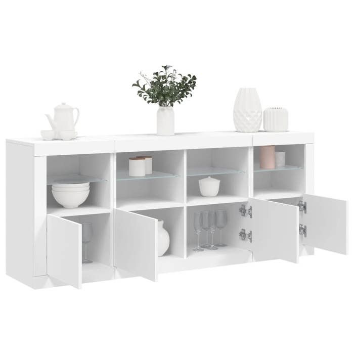 SALE 2026 Armoire/Cabinet à tiroirs Blanc - Buffet avec lumières LED blanc 163x37x67cm PRO486718646