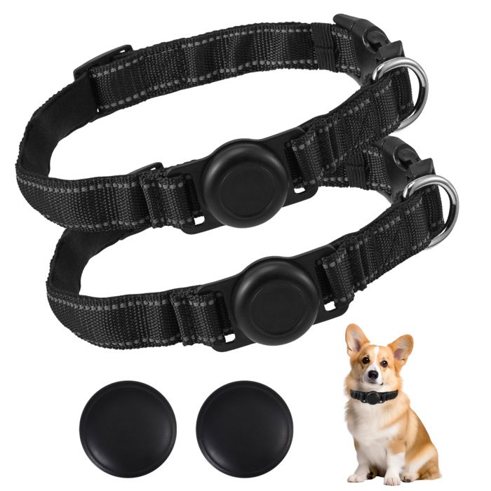 Comparer les prix de Lot de 2 Collier pour Chat SmartTag Mini Traceur sans abonnement pour Chien avec Colliers Traceurs GPS réfléchissants