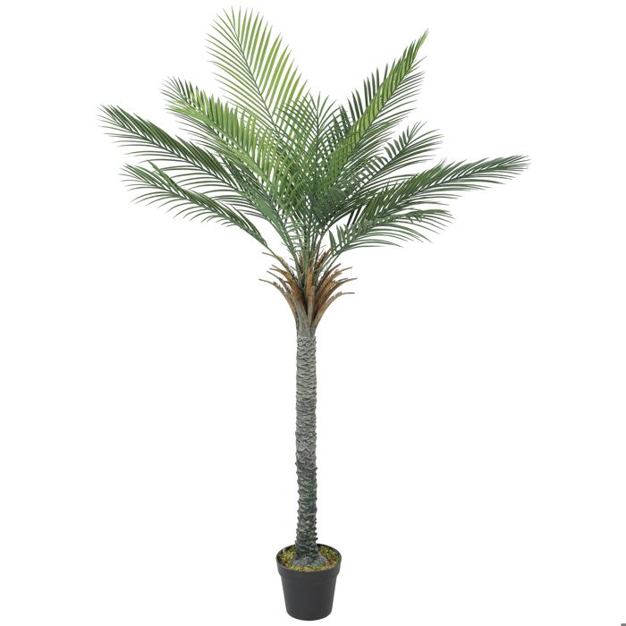 Palmier artificiel - HOMCOM - plante artificielle tropicale en pot - 15 feuilles réalistes - 180 cm - PE et PP - vert