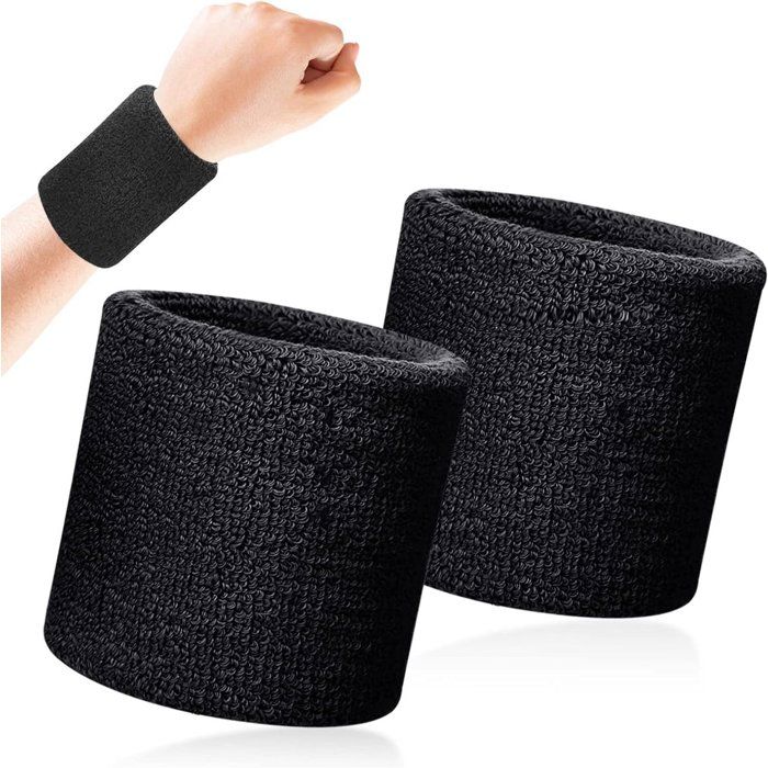 Protège-poignets de sport absorbants lot de 2 coton doux noir pour course tennis gym basket-ball