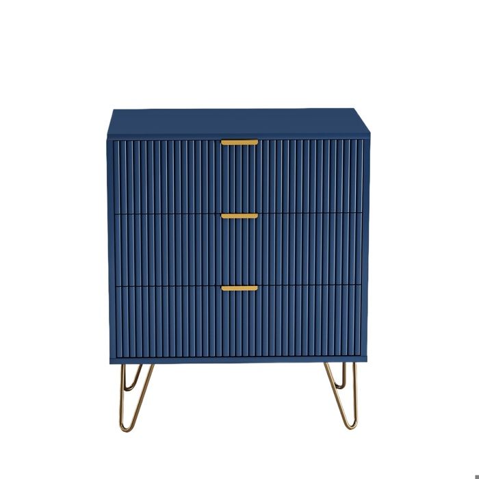Commode de chambre table de chevet avec 3 tiroirs pour salon chambre cuisine 60x40x70 cm bleu Commode de chambre table de chevet avec 3 tiroirs pour salon chambre cuisine 60x40x70 cm bleu