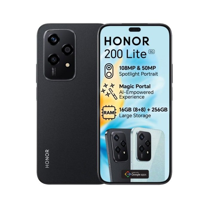 Smartphone HONOR 200 Lite 12Go RAM 256Go 6.7 AMOLED 90Hz Noir