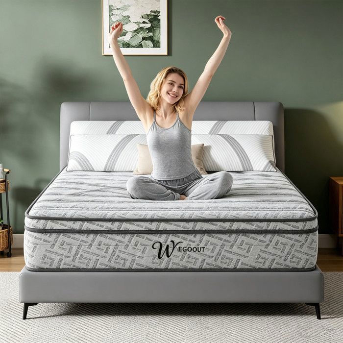 Matelas 140x190 cm Mousse mémoire de forme Sommeil Indépendant Mi-ferme Ergonomique Respirant Épais 26 cm Confort Luxueux