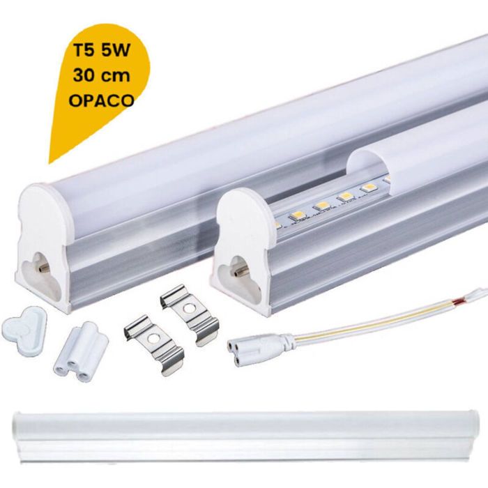 Plafonnier LED néon T5 sous meuble tube en verre opaque 5 W 30 cm T5-30 - Blanc froid - Plafonnier LED néon T5 sous meuble tube en verre opaque 5 W 30 cm T5-30 - Blanc froid -