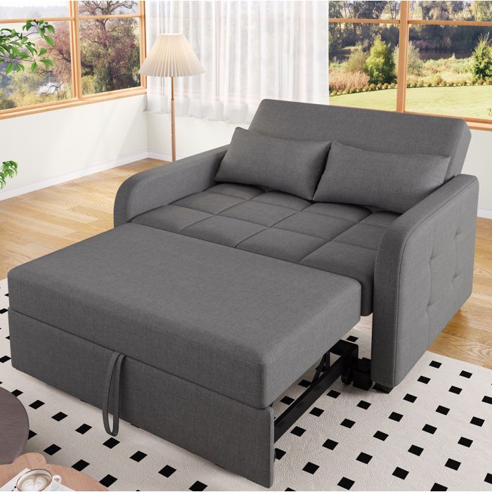 WUVRIE Canape-lit 2 places convertible dossier reglable 3 positions tissu gris antique 110 x 180 cm