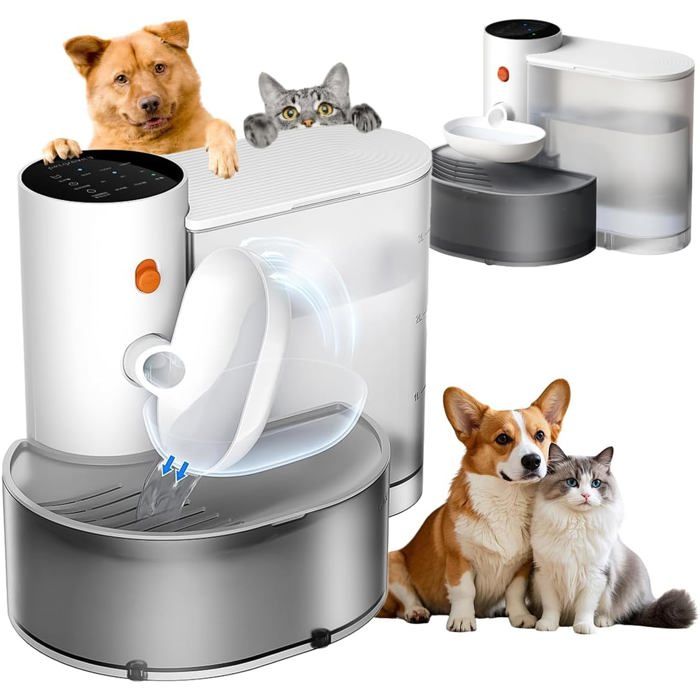 Fontaine à Eau Chat Sans Fil 35L Distributeur Automatique Rechargeable Ultra Silencieux pour Chat et Petit Chien