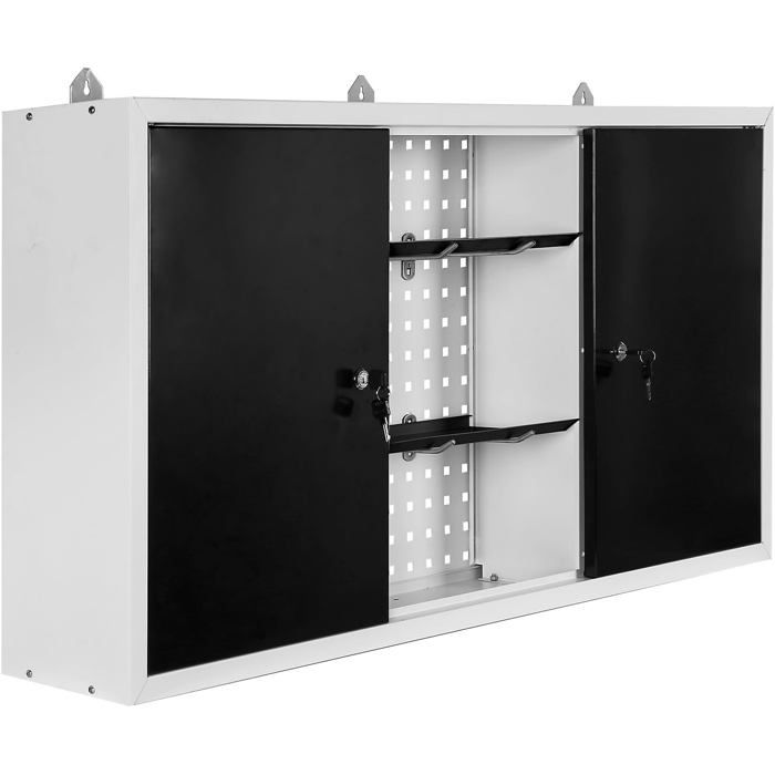WilTec Armoire dAtelier Murale en Acier Gris 600 x 1200 x 190 mm Verrouillable avec Paroi Perforée WilTec Armoire dAtelier Murale en Acier Gris 600 x 1200 x 190 mm Verrouillable avec Paroi Perforée