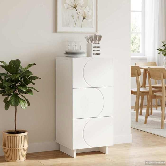 Buffet classique - Commode salon - EVORA - pour rangement - Blanc 33 5x34 5x75 cm Bois dingénierie&1_8141