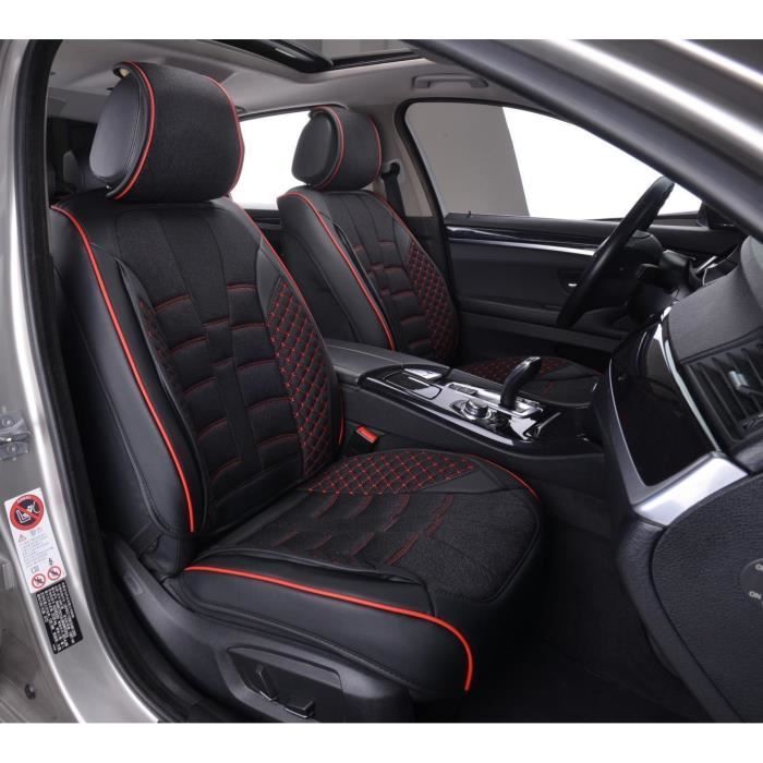 Housses De Sièges Complet Noir Rouge En Cuir et Tissu Pour Peugeot 208 308 2008 3008