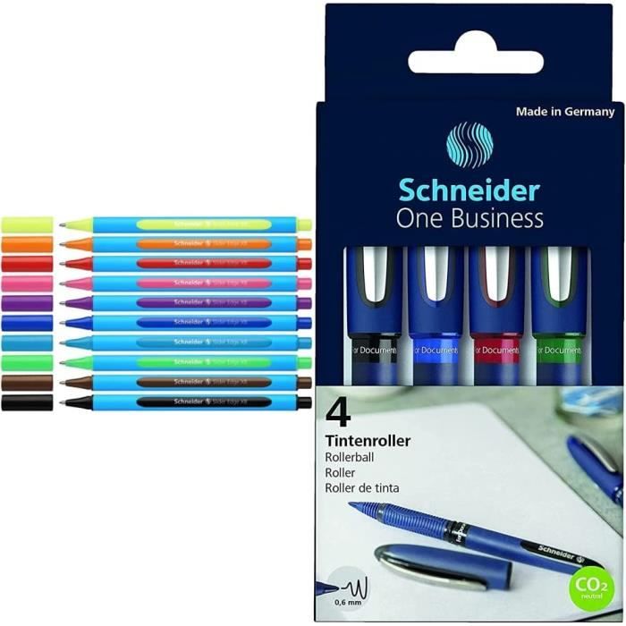 SCHNEIDER Lot De 5 Stylos Bille Slider Edge Pointe Fine - Encre Noire Fluide