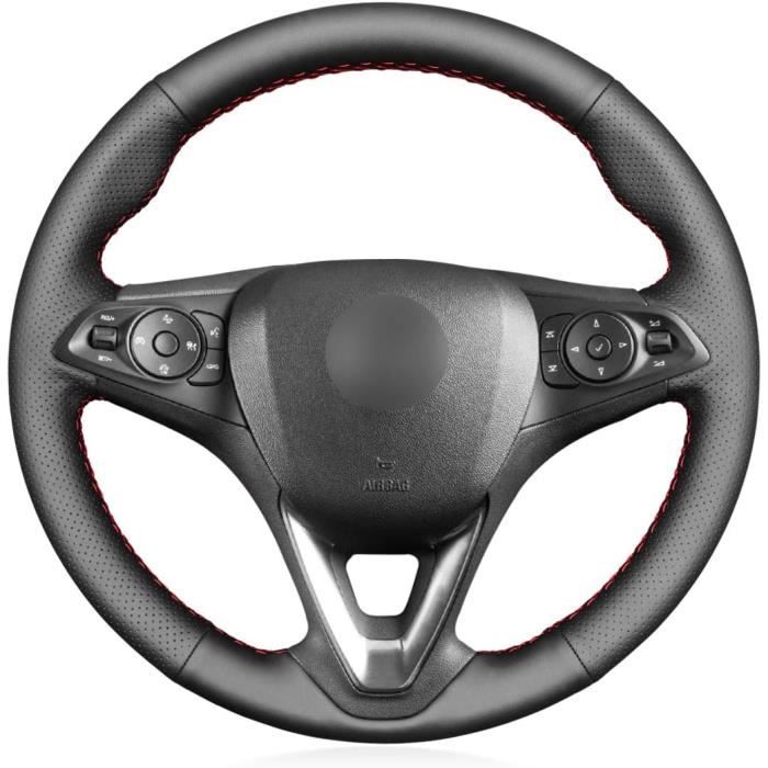 Handgestikte auto-accessoires voor stuurhoes,Voor Opel/Voor Vauxhall Astra ( K) Corsa (E) Crossland-X Grandland-X Insignia-B Karl Zafira (C),Microfiber lederen stuurwielbeschermer