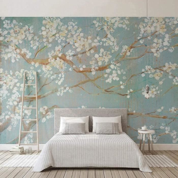 XiuTaiLtd Papier peint mural moderne 3D en relief avec fleur de lotus pour chambre à coucher, salon, canapé, papier peint TV, papier peint photo effet 3D, papier peint - 200 x 100