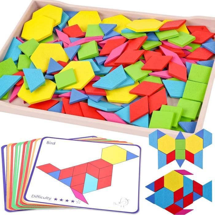 Puzzle 3D Coloré Tangram en Bois pour d'Enfant... - Grandado