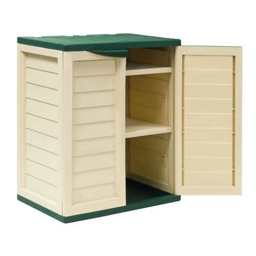Armoire basse de jardin 300 L beige et vert Cdiscount Jardin