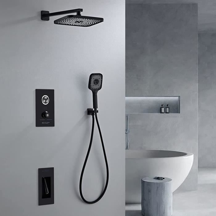 Colonne Douche Encastrable Thermostatique Douche Encastrable Noir, Kit