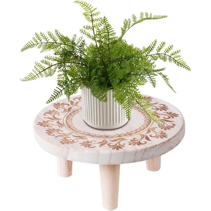 Mini Tabouret En Bois Pour Plantes - Présentoir Décoratif Intérieur/extérieur - Dimensions 20x9 Cm, Hauteur 6 Cm