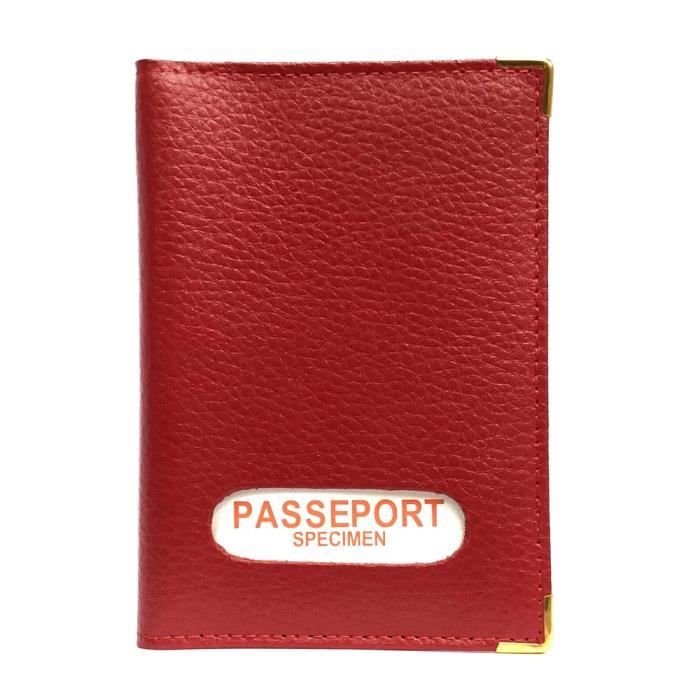 Etui Prot/ège Passeport en Cuir v/éritable Protection Voyage Noir Porte Passeport