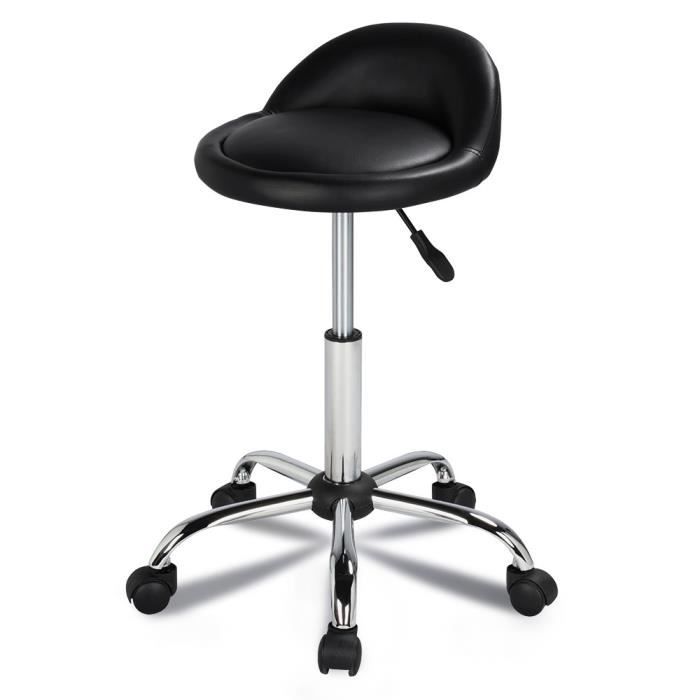 Yaheetech Tabouret de bureau à roulettes Réglable Pivotant Chaise de travail pour Salon Message Esthétique Coiffure Siège Rembourré