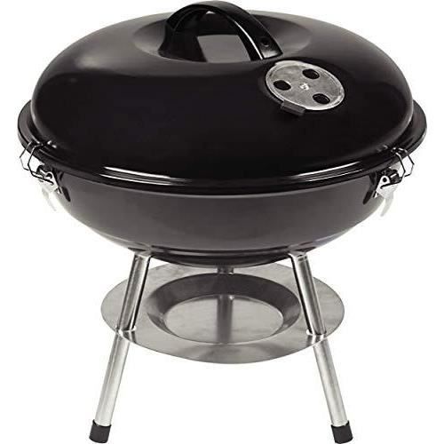 Barbecue Charbon De Bois Boule Avec Couvercle - Diamètre 44 Cm, Grille Chromée, Roulettes, Collecteur De Cendres, Portable