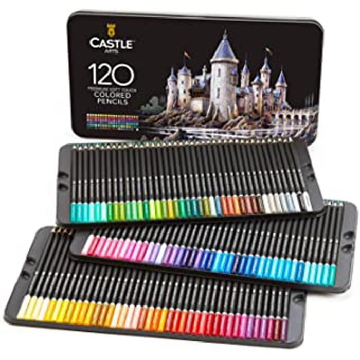 Crayons De Couleur D'Artiste Castle Arts 120 Pièces Avec Mine Douce
