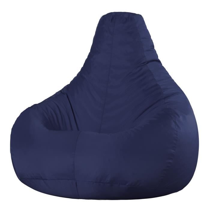 pouf fauteuil recliner - veeva - textile tissé - résistant à l’eau - bleu marine
