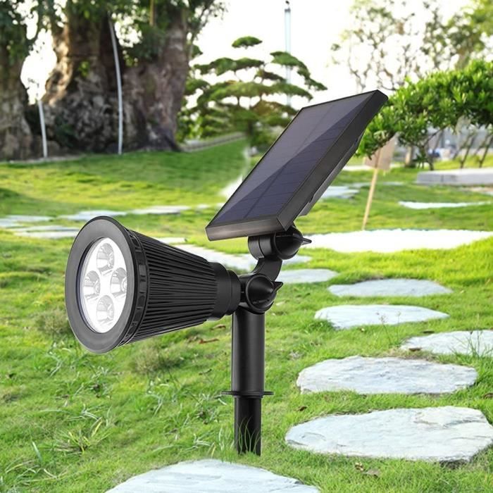 Projecteur solaire lampe spot de jardin IP65 avec panneau solaire réglable  5W 8x