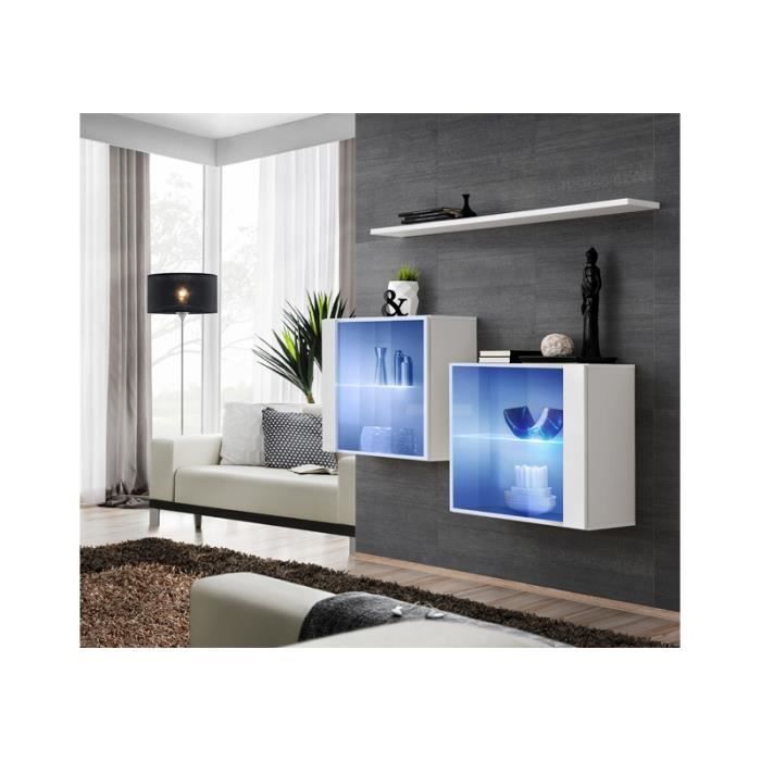 ensemble meuble tv mural - switch sb iii - blanc - laqué - contemporain - design - 2 portes