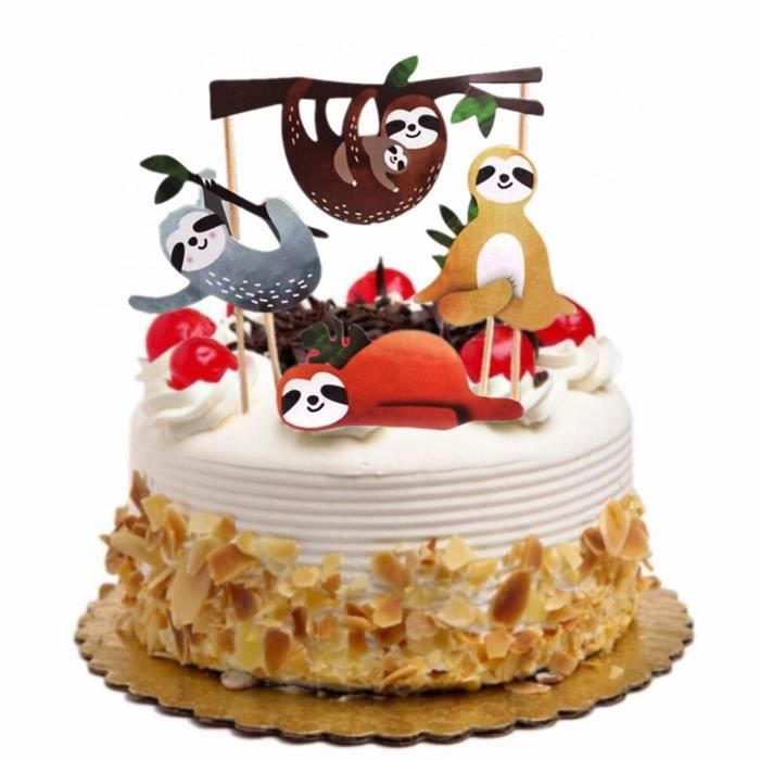 4 Pieces Paresseux Gateau Set De Decoration Pour Patisserie Creatif Mignon Decor Gateau Inserer Carte Pour Fete D Anniversaire Mig Cdiscount Maison