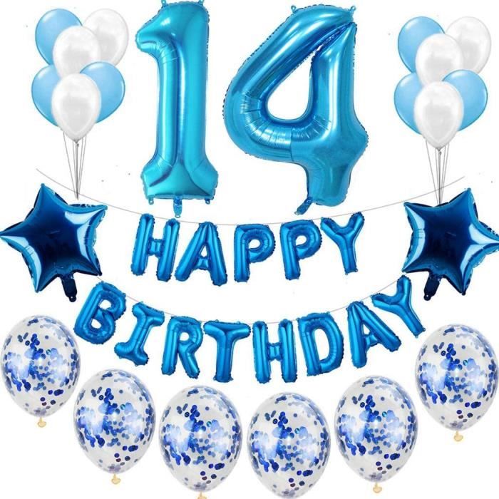 14e Anniversaire Decoration Bleu Garcon Kit De Decoration D Anniversaire Garcon Bleu 14 Ans Decoration D Anniversaire Enfant Bleu 14 Cdiscount Maison