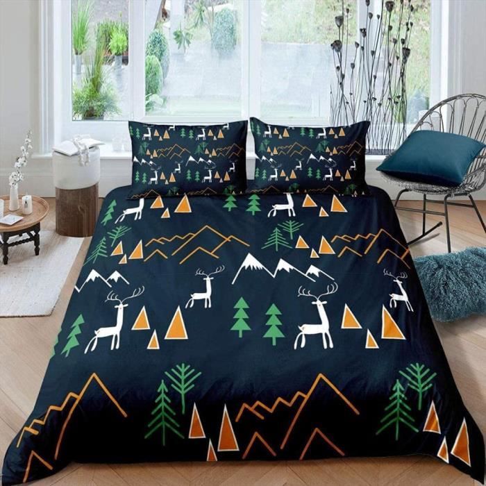 Parure De Lit 200x200 Cm Poligino - Housse De Couette + 2 Taies 65x65 Cm, Microfibre Douce, Lavable Machine, Bleu