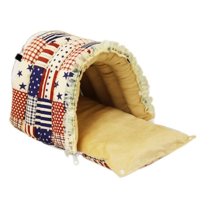 Meilleurs prix pour Kit Habitat - Couchage Lit De Cochons Dinde Respirant Grand Espace Mignon Mini Hamster Maison De Couchage Style-Us Flag-S5