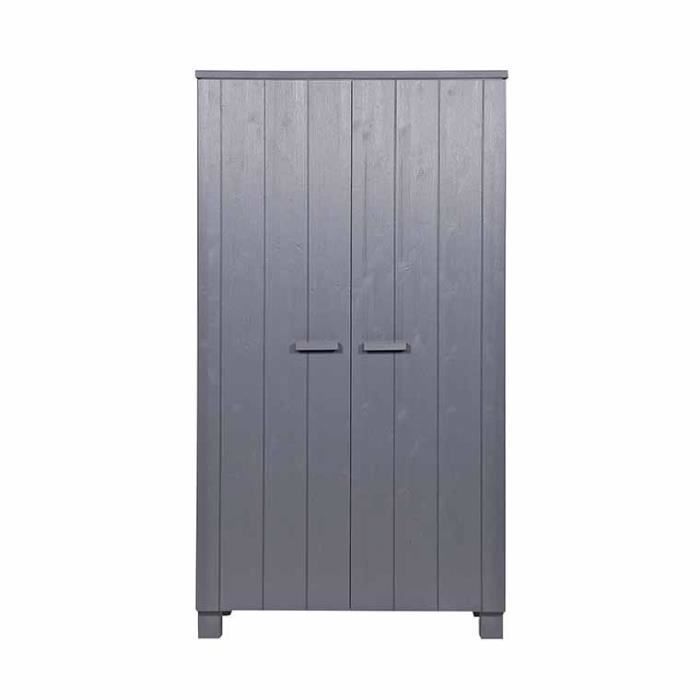 Armoire Enfant Daam En Pin Brosse Gris Anthracite Achat Vente