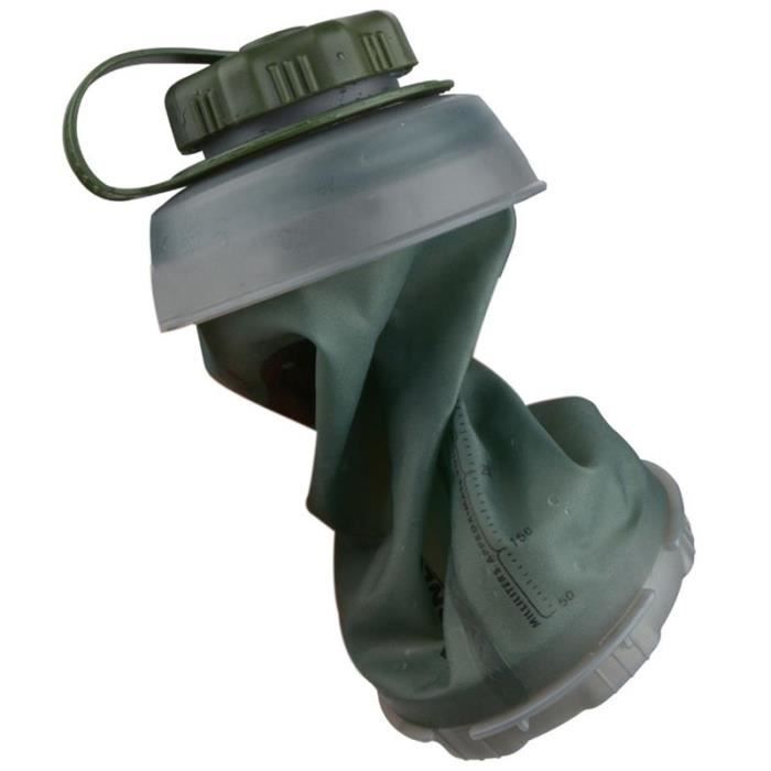 Bouteille D'Eau Pliable 500 Ml + Sac à Boisson + Mousqueton - Cyan - Idéal Rando, Sport, Voyage