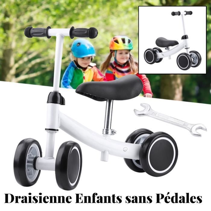 Draisienne Bébé 3 En 1 - Vélo Sans Pédales 18 Mois à 4 Ans - Transformable Tricycle - Blanc - Poids Max 15kg - 3