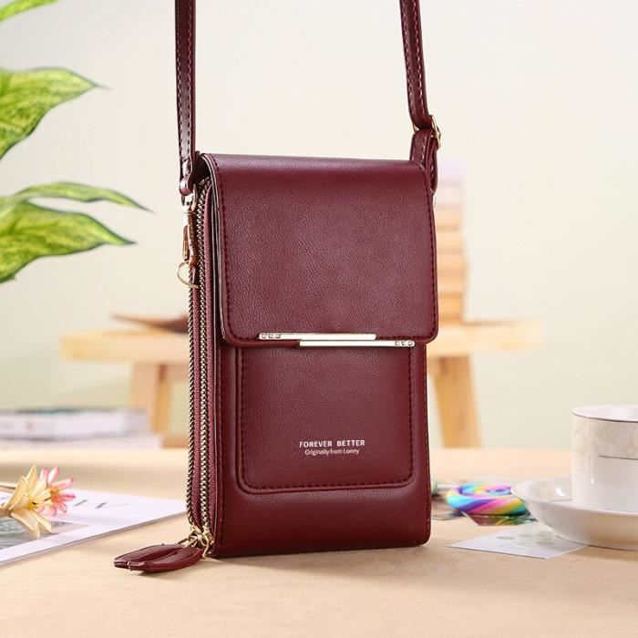 Bordeaux Mini sac bandouli re en cuir pour femmes