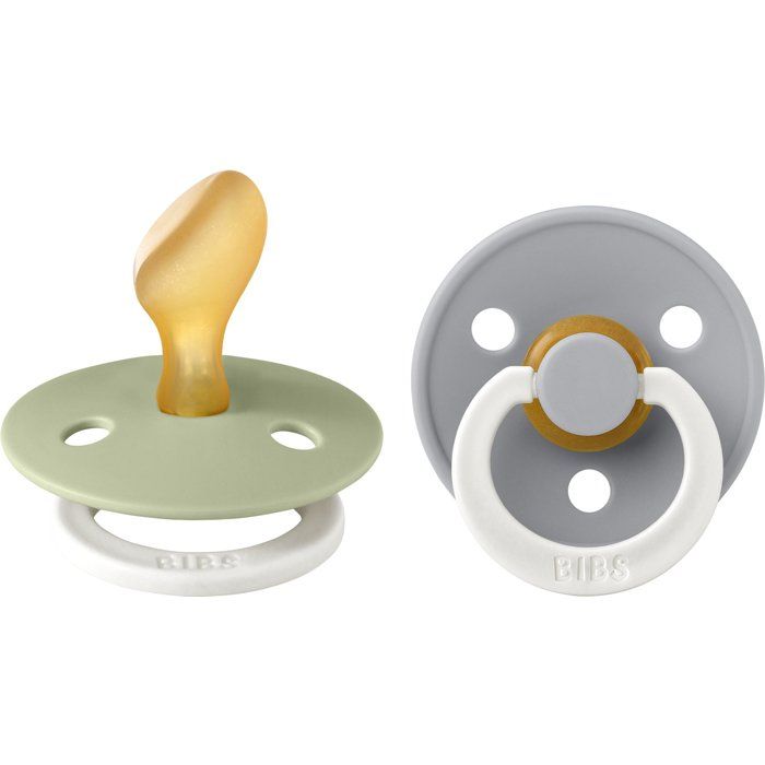 Sucette bébé - BIBS Colour - Anatomique - T2 - Phosphorescente - Caoutchouc naturel - Sage Cloud - Pack de 2