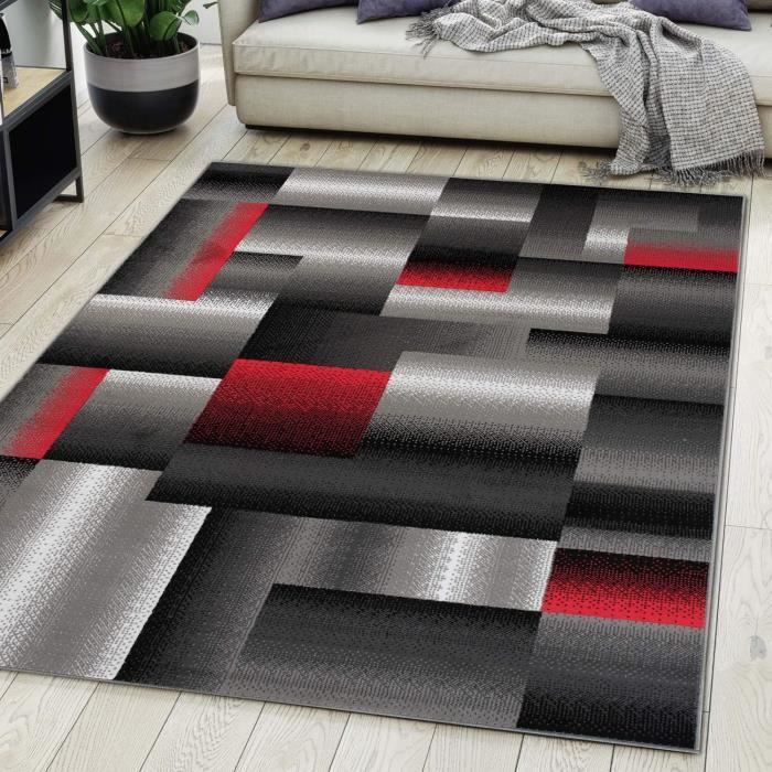 SQUARE - Tapis à Formes Géométrique - Cuivre & Gris 120 X 170 Cm