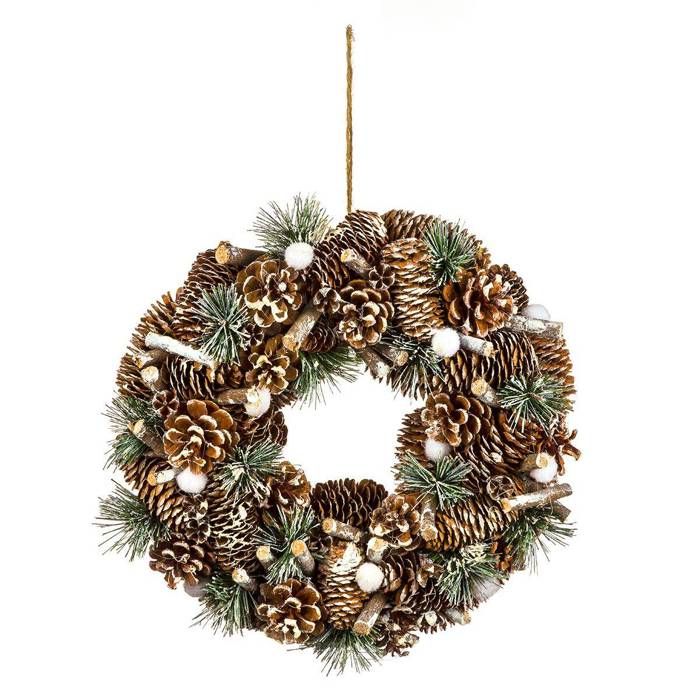 Guirlande De Noël "Blooming" Vert Floqué Blance En Plastique 180cm
