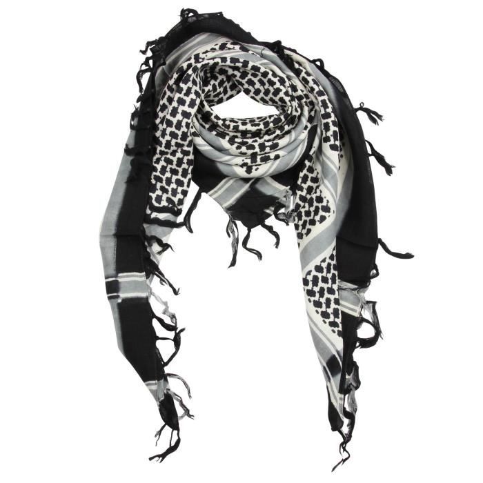 Écharpe Shemagh Style Kufiya – Imprimé Pied-de-poule Noir Et Blanc, 100x100 Cm – Multifonction