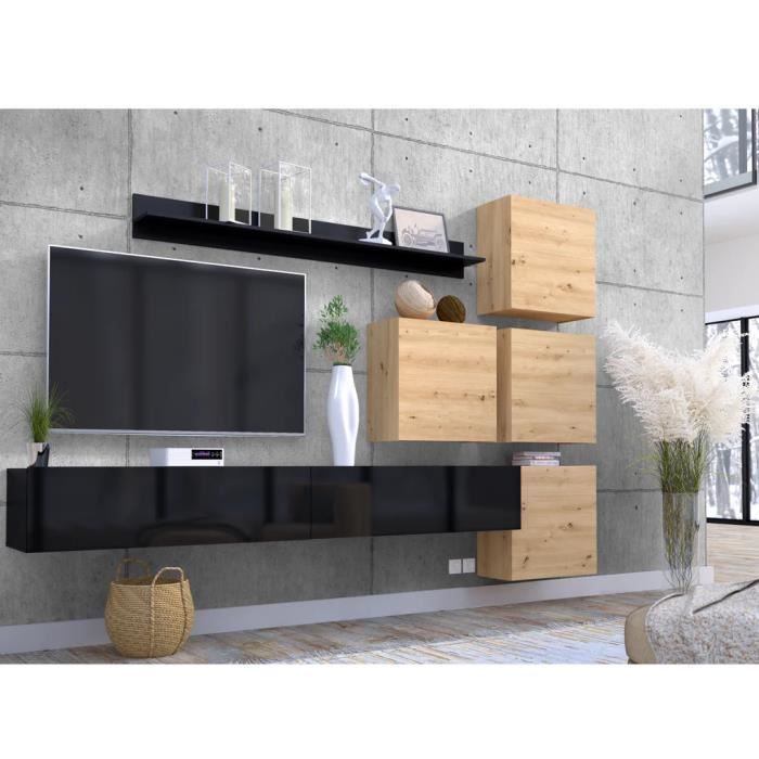 Meuble TV VERA II 4 Pièces - Style Moderne Et Mural - Meuble Salon Design Avec Vitrines Verrouillables - 180cm