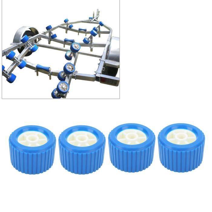 Lot De 4 Rouleaux Oscillants Nervurés - PP Bleu 108x75x19mm Pour Remorque Bateau