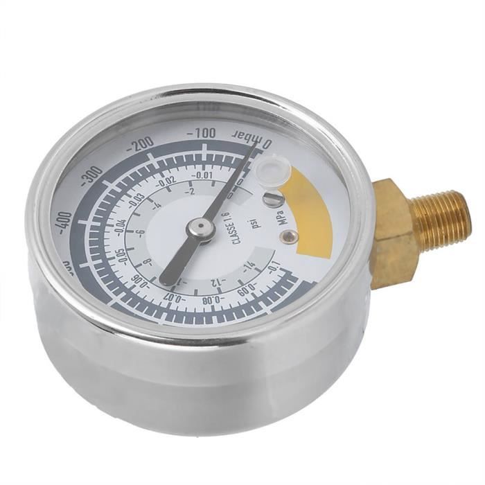 Jauge De Pression Vide G1/8 -0.1MPa / -1000mbar - Manomètre Acier Inoxydable Eau Huile Air Gaz, Robuste Anti-Choc
