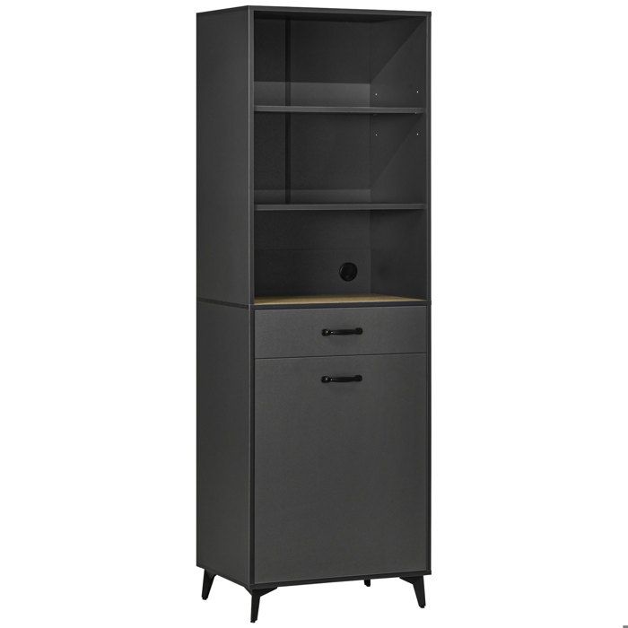 HOMCOM - Meuble de rangement - Panneaux de particules - 60x42x180cm - Gris