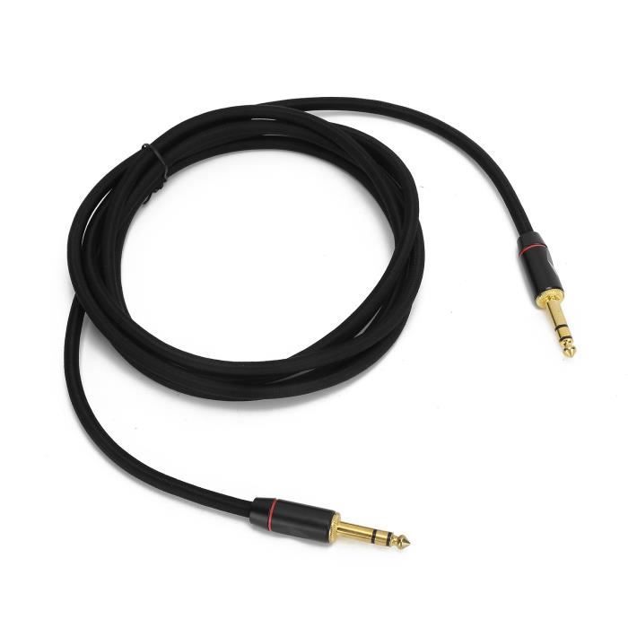 Câble De Guitare 10 Pieds (3 M) - Blindé, Avec Connecteurs Plaqués Or, Pour Guitare, Basse, Clavier, + 3 Médiators !