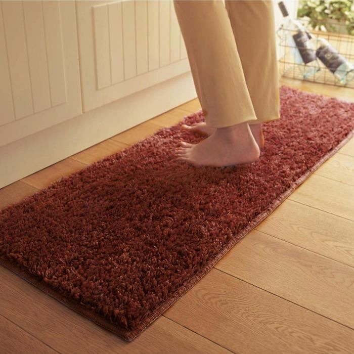 tapis de cuisine devant evier tapis de salle de bain devant baignoire antiderapant cuisine 40 120 imprime solide marron cdiscount maison
