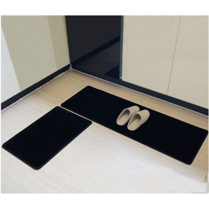 Tapis De Cuisine Devant évier 40x100cm - Antidérapant, Noir Uni - Pour Couloir, Salle à Manger, Entrée