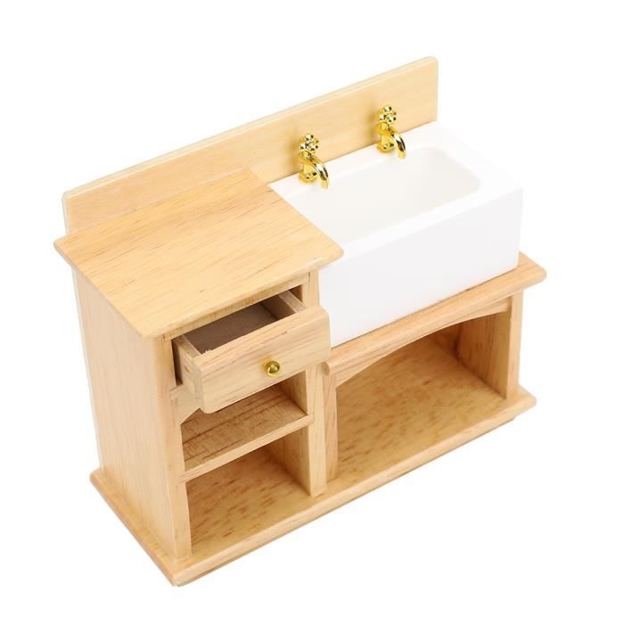 Keenso Évier De Cuisine Miniature 1:12 Pour Maison De Poupée - Évier Salle De Bain Belfast En Bois Réaliste