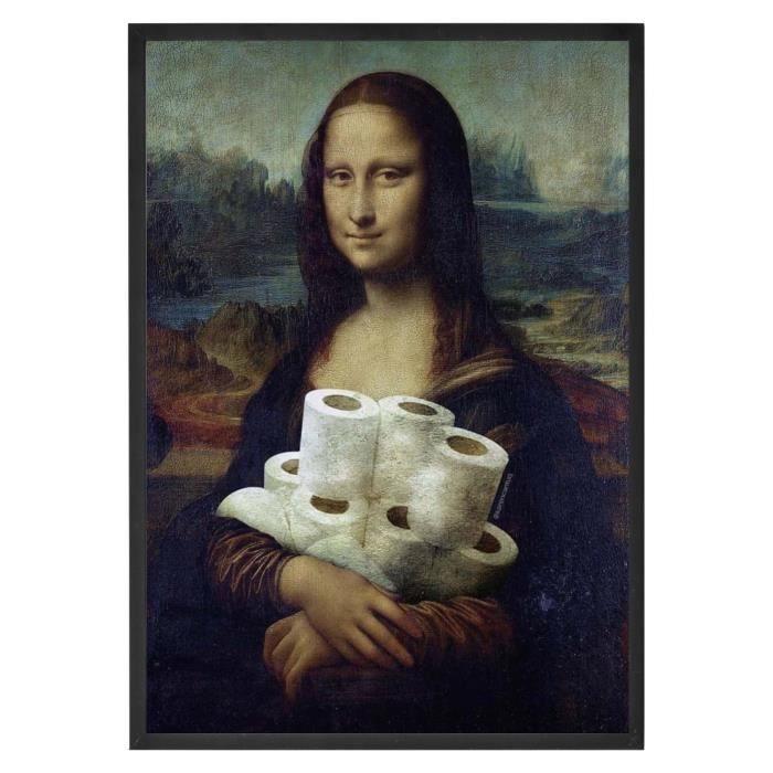 Affiche Mona Lisa papier toilette - Tableau décoration murale - Confectionné en France - Format A3