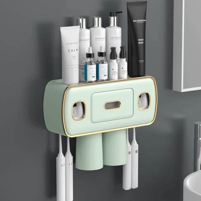 Porte-brosse à Dents Mural Avec Distributeur De Dentifrice – Support Pour Brosse à Dents électrique, Rangement Salle De Bain Sans Perçage